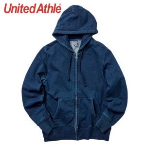 United Athle 3905-01 Adult Indigo Hooded Full Zip Sweatshirt