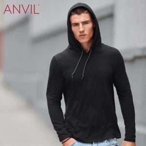 ANVIL 987 Adult Lightweight Long Sleeve Hooded Tee (US Size)
